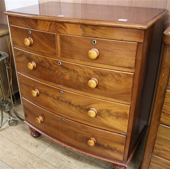 A late Victorian mahogany bowfront chest, W.94cm